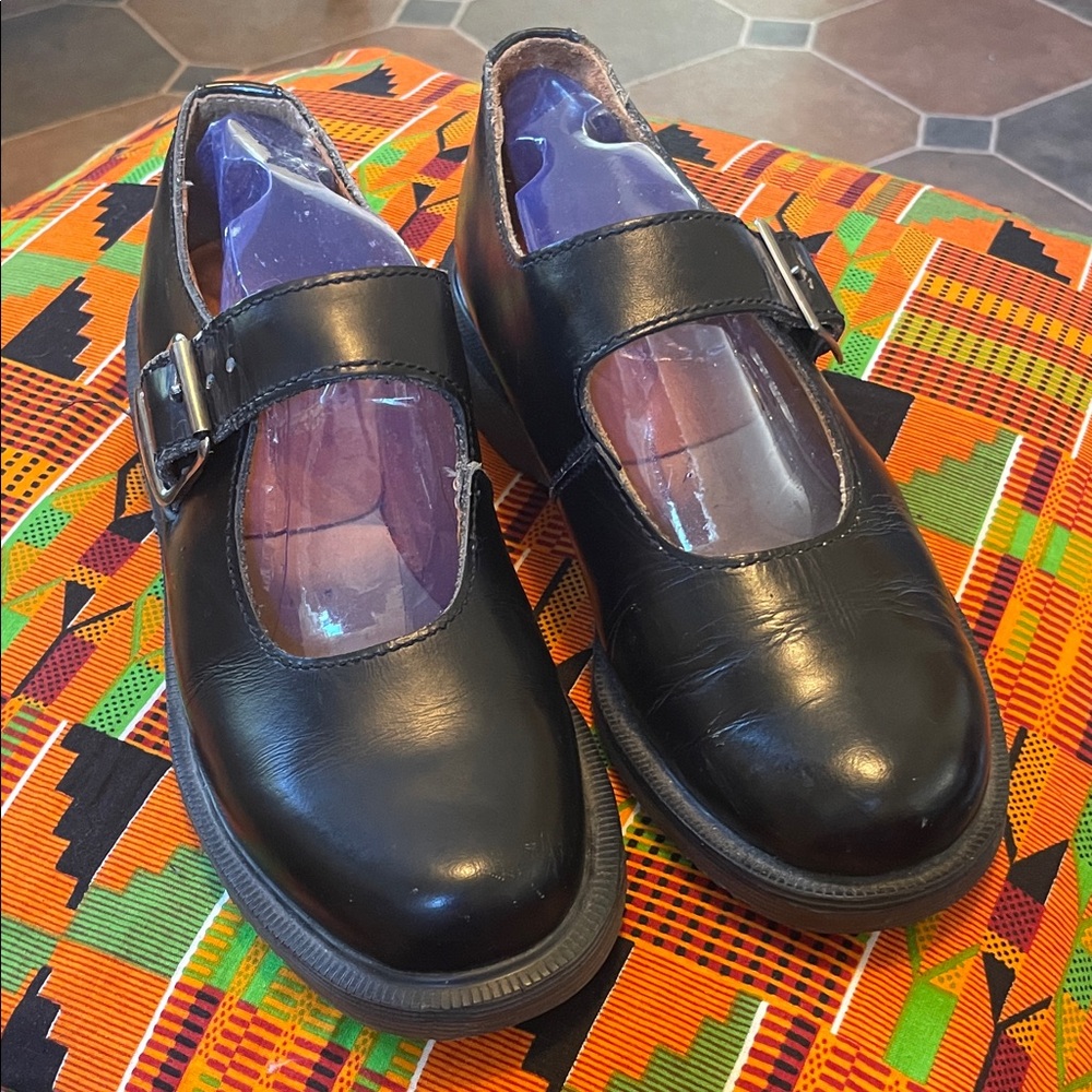 Dr. Martens Black Leather Mary Jane Flats - Vintage made in England